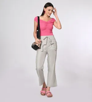 Rayon High Waisted Casual Pants