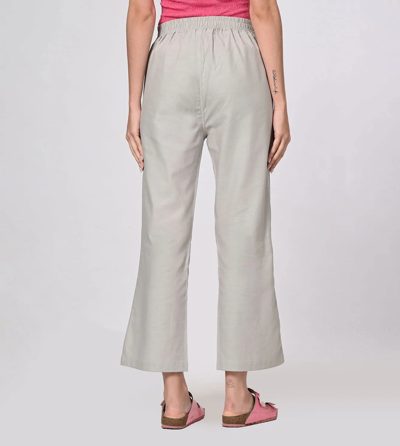 Rayon High Waisted Casual Pants