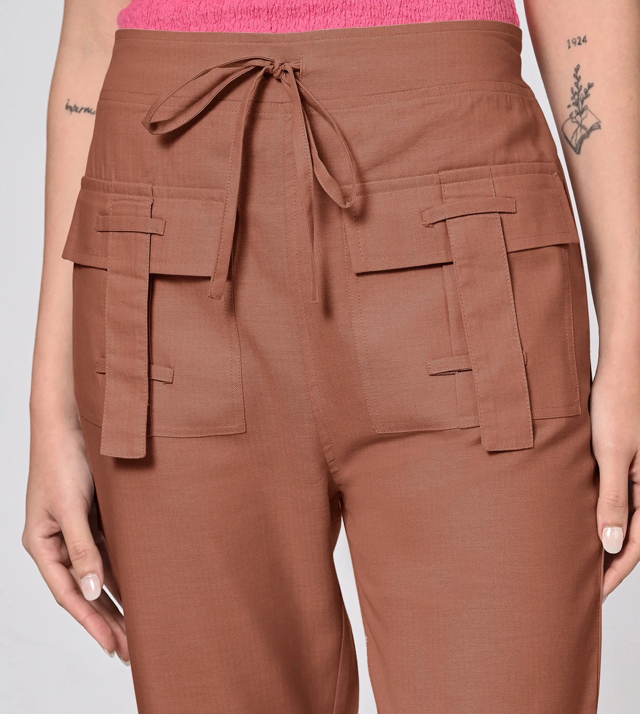 Rayon High Waisted Casual Pants