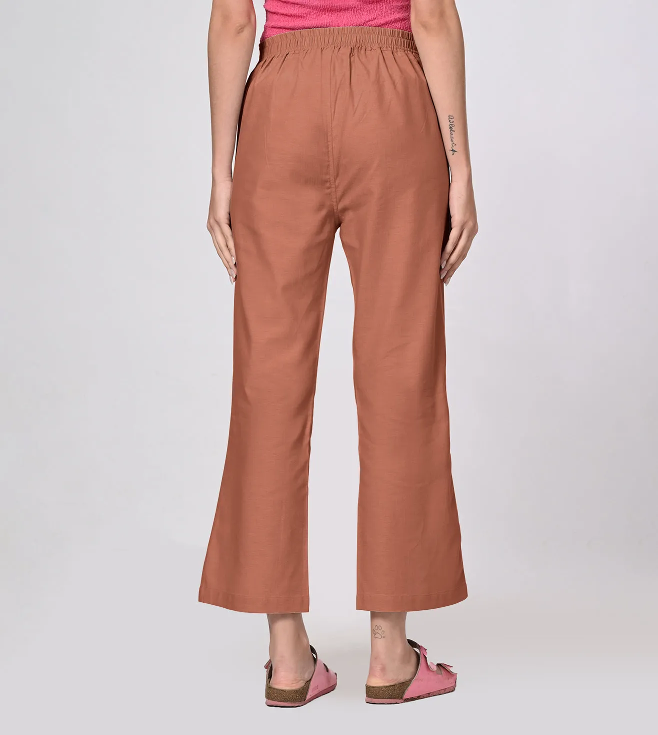 Rayon High Waisted Casual Pants