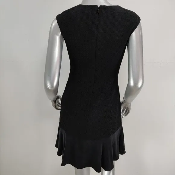 REBECCA TAYLOR Stacy Fit-&amp;-Flare Flounce Black Dress. size 6 women’s work or fun