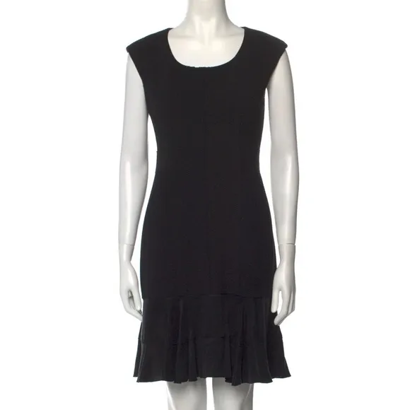 REBECCA TAYLOR Stacy Fit-&amp;-Flare Flounce Black Dress. size 6 women’s work or fun