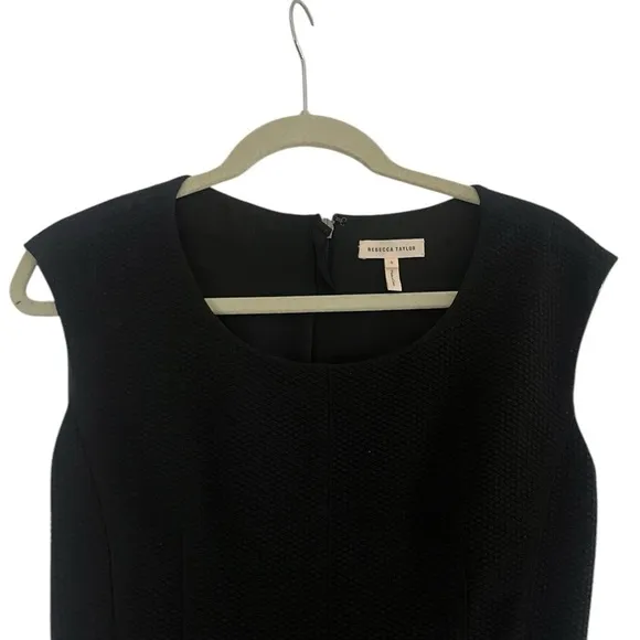 REBECCA TAYLOR Stacy Fit-&amp;-Flare Flounce Black Dress. size 6 women’s work or fun