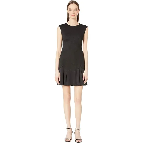 REBECCA TAYLOR Stacy Fit-&amp;-Flare Flounce Black Dress. size 6 women’s work or fun