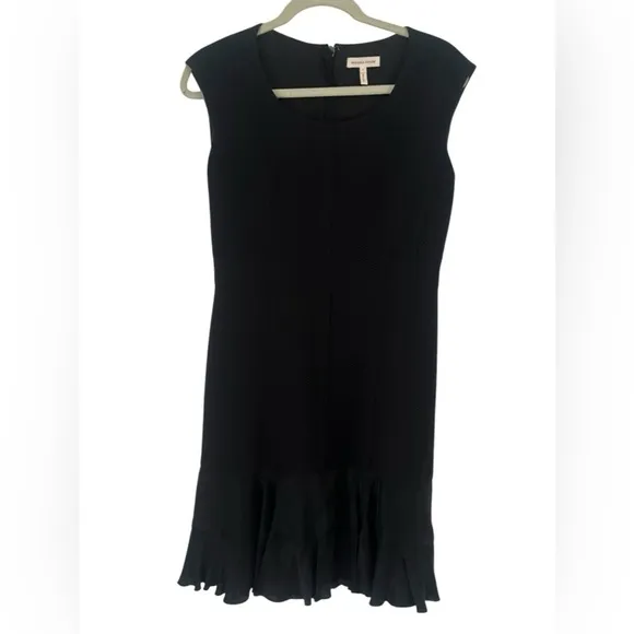 REBECCA TAYLOR Stacy Fit-&amp;-Flare Flounce Black Dress. size 6 women’s work or fun