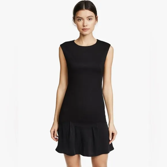 REBECCA TAYLOR Stacy Fit-&amp;-Flare Flounce Black Dress. size 6 women’s work or fun