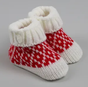 Red Baby knitted Booties Newborn to 6 months