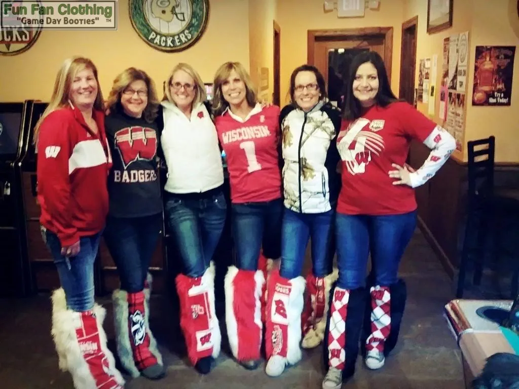 Red, White & Black Faux Fur Legwarmers - Football Leg Warmers - Game Day Booties