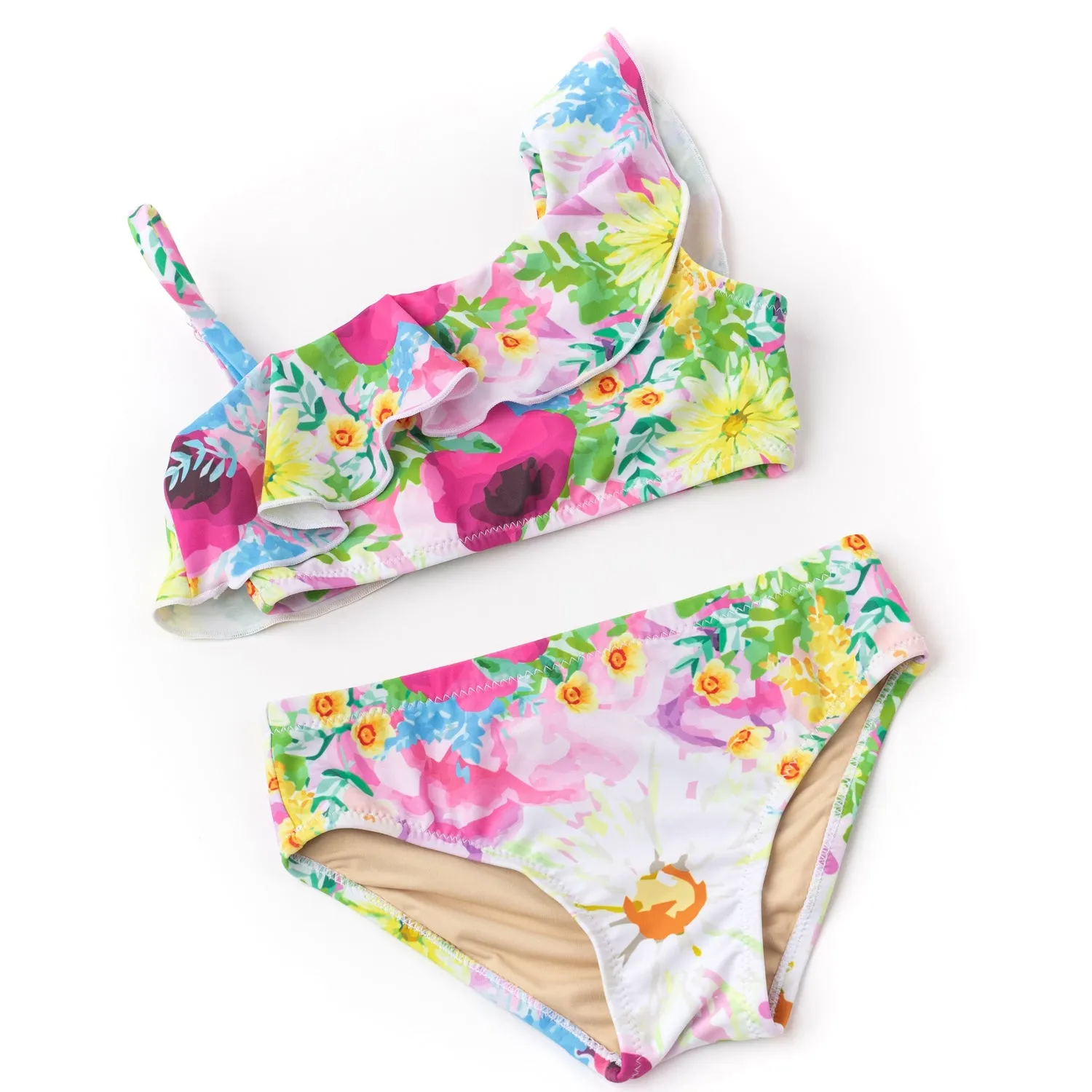 shade critter-Floral Watercolor Shoulder Bikini