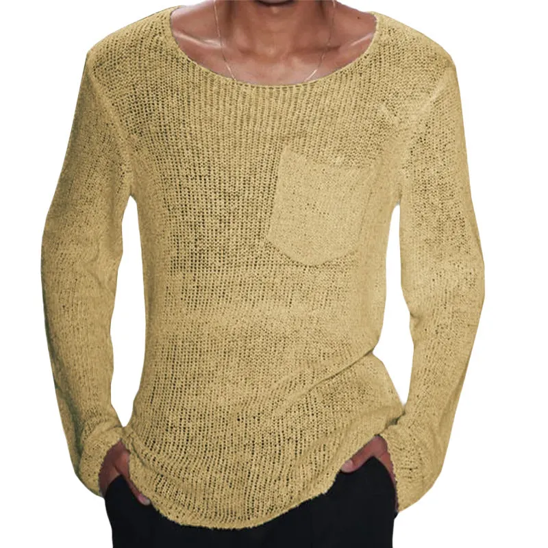 Sheer Knit Scoop Neck Sweater | Cotton | Lightweight and Stylish