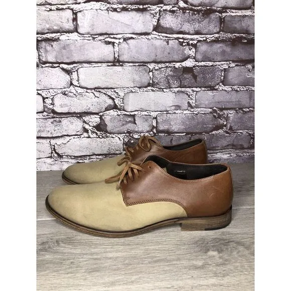 Shoe The Bear Beige Canvas Brown Leather Lace Up Oxfords Shoes Men’s 44EU/11M US