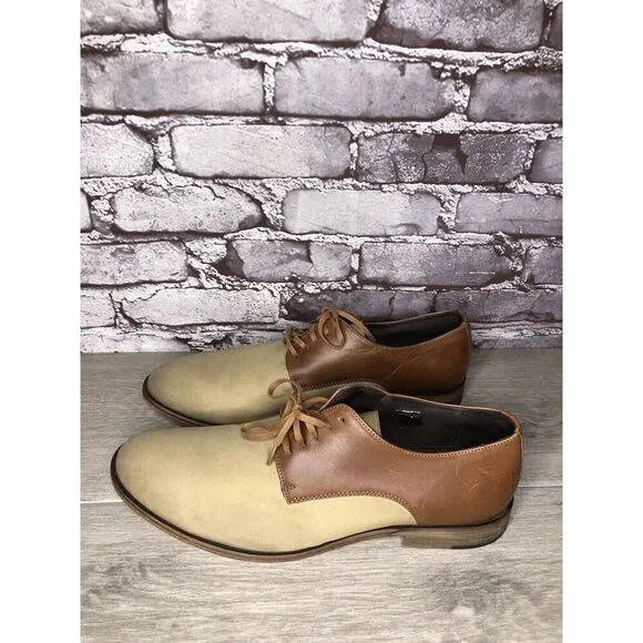Shoe The Bear Beige Canvas Brown Leather Lace Up Oxfords Shoes Men’s 44EU/11M US