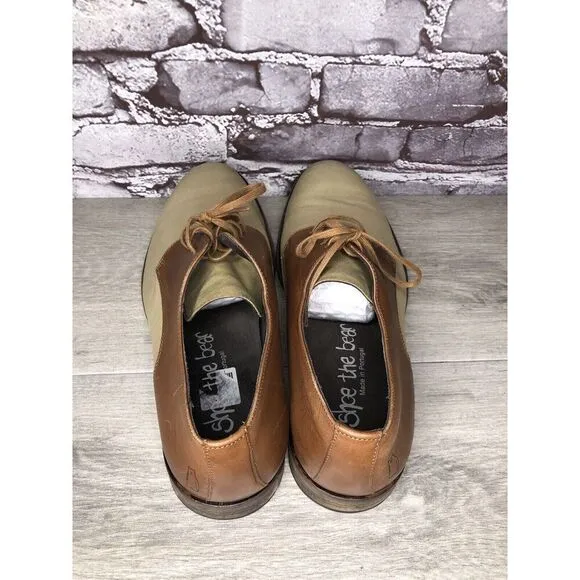 Shoe The Bear Beige Canvas Brown Leather Lace Up Oxfords Shoes Men’s 44EU/11M US