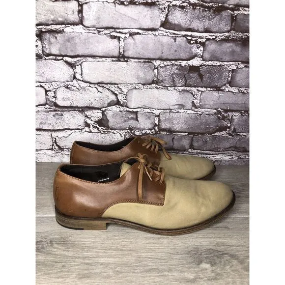 Shoe The Bear Beige Canvas Brown Leather Lace Up Oxfords Shoes Men’s 44EU/11M US
