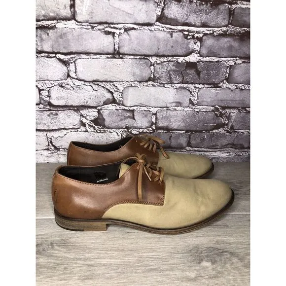 Shoe The Bear Beige Canvas Brown Leather Lace Up Oxfords Shoes Men’s 44EU/11M US