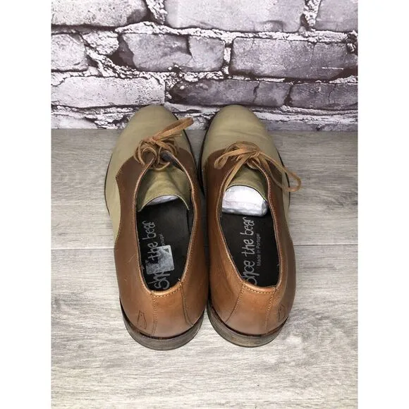 Shoe The Bear Beige Canvas Brown Leather Lace Up Oxfords Shoes Men’s 44EU/11M US