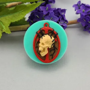 Skull on Cross Silicone Mold Ornament Keychain Jewelry Making Resin Polymer Clay.