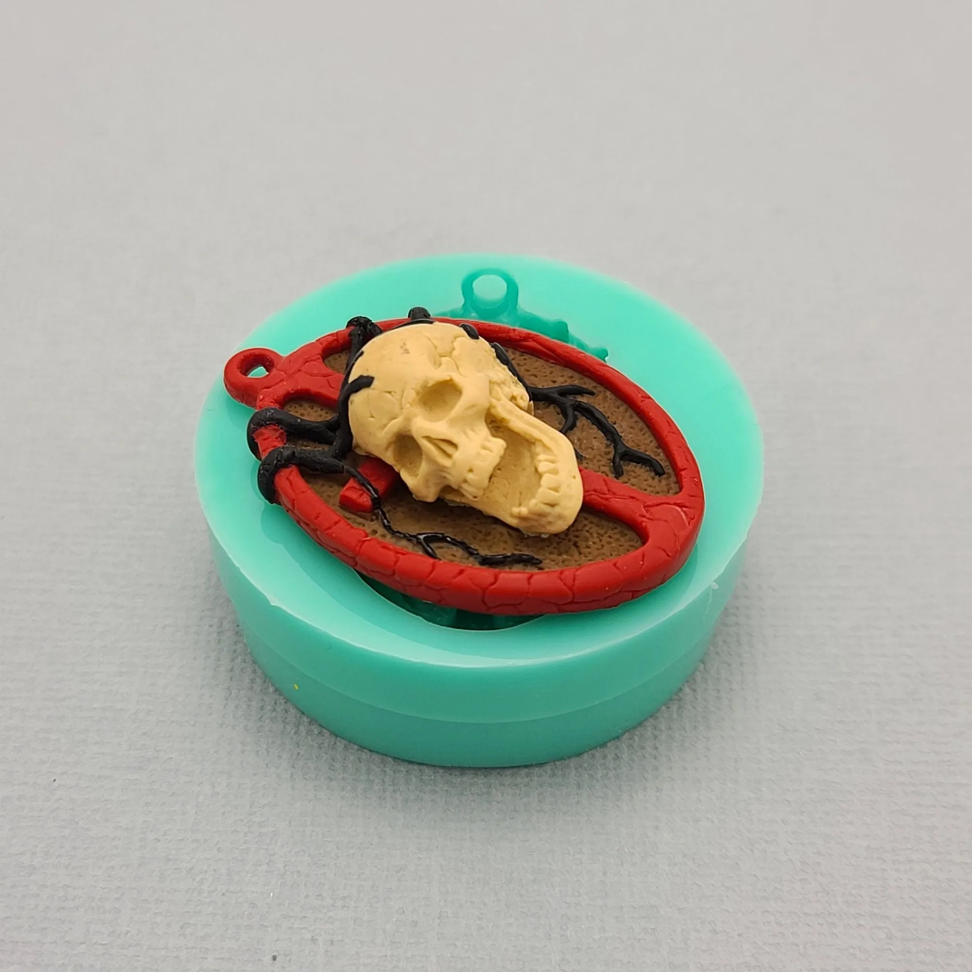 Skull on Cross Silicone Mold Ornament Keychain Jewelry Making Resin Polymer Clay.