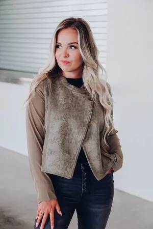 Slick Scene Contrast Moto Jacket - Olive
