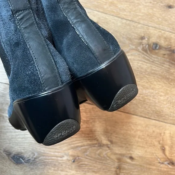 Sperry Top Sider Blue Suede Wedge Booties Size 6.5M