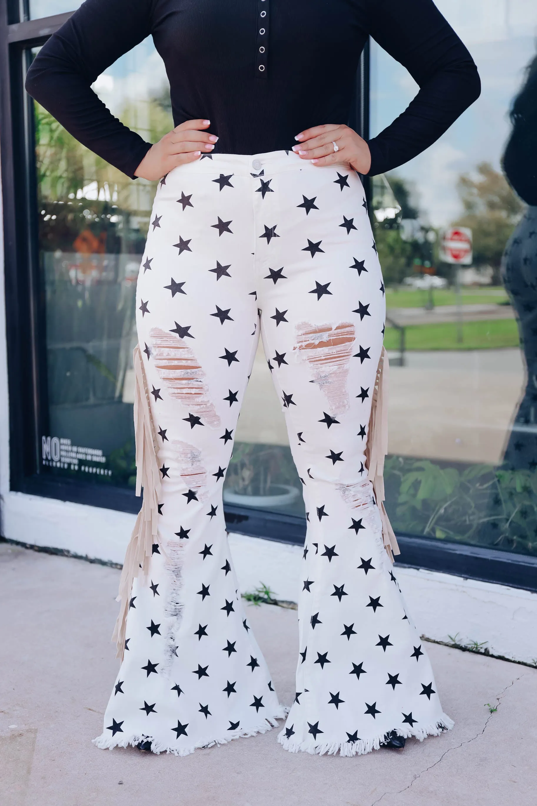 Star Fringed Flare Pants