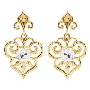Stylish Solitaire Dangle Earrings 2 Ct Old Cut Mined Diamond Yellow Gold