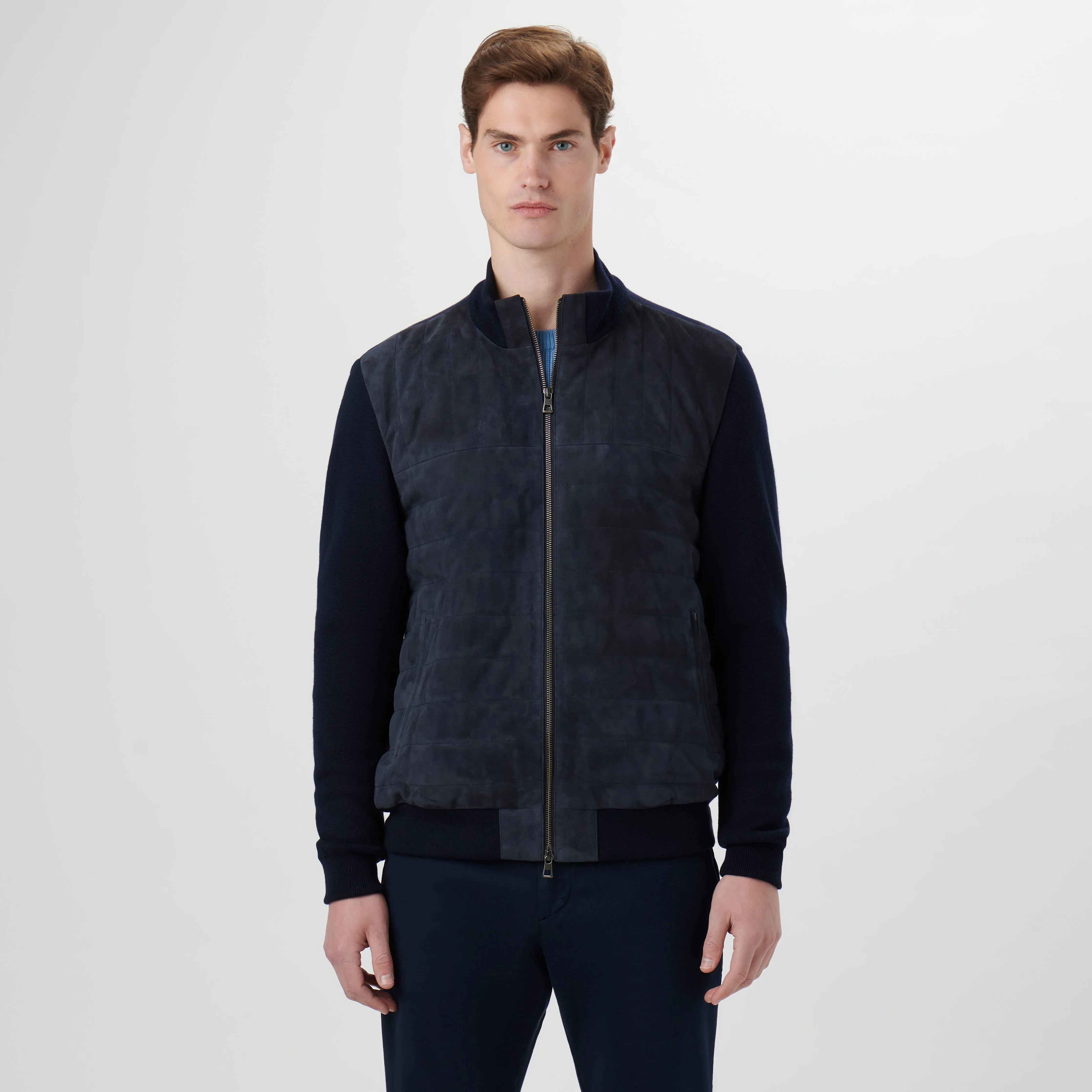 Suede and Wool Sweater Jacket