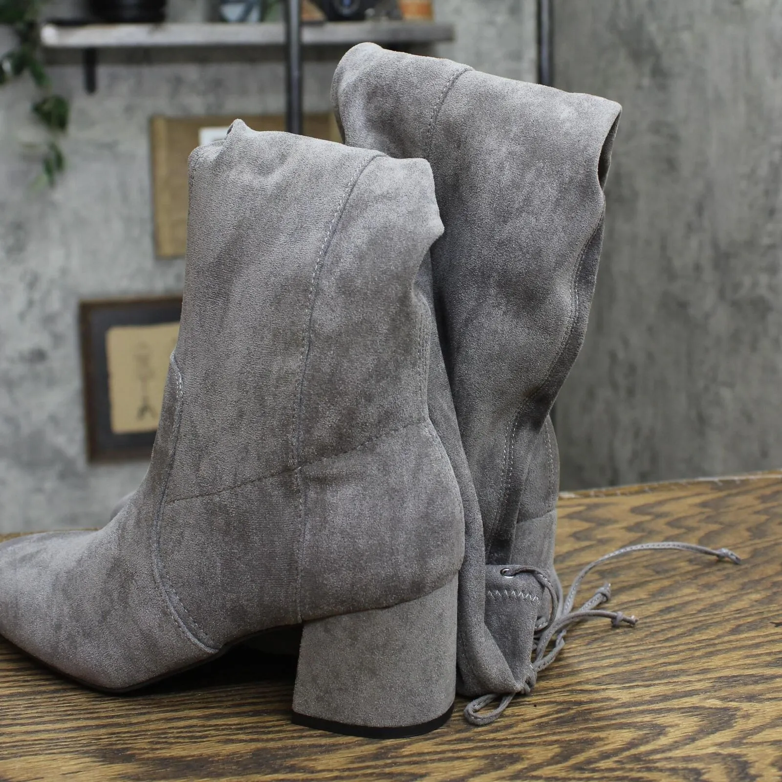 Sugar Ollie Women's Over-the-Knee Dress Boots SGR-OLLIE Grey Micro 8M