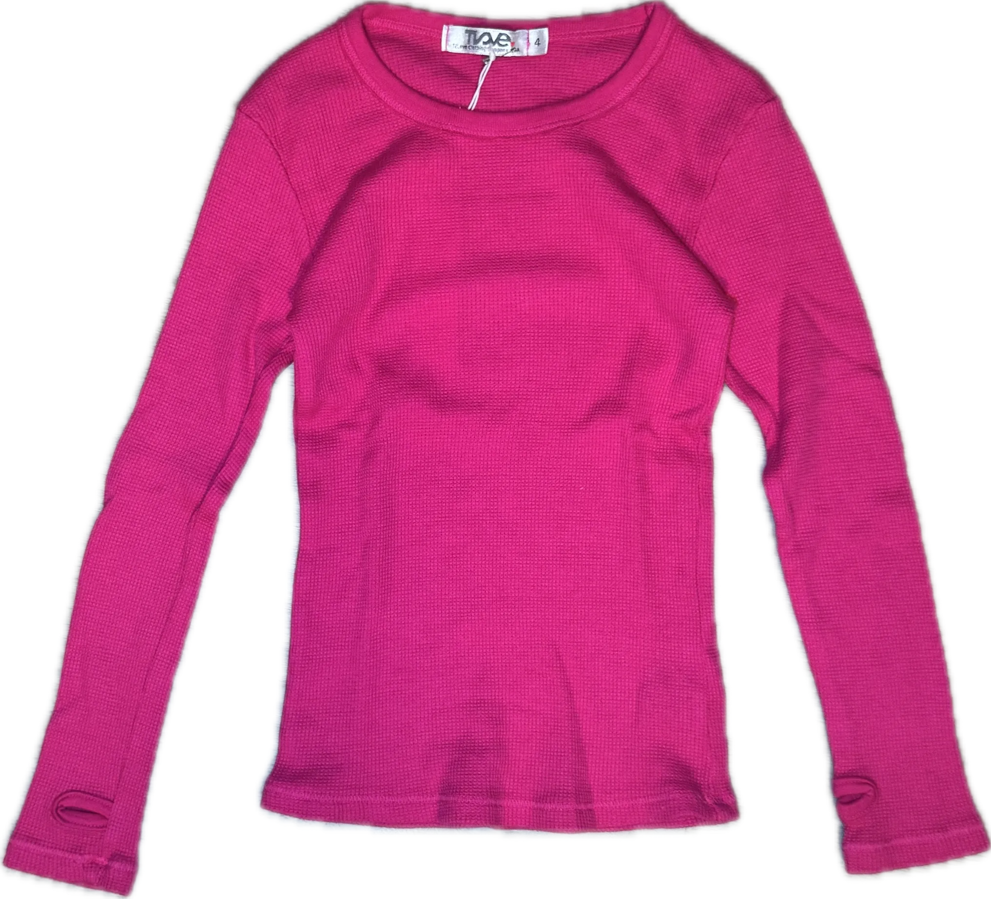T2LOVE- L/S Crew Top W/ Thumbhole (fuschia)
