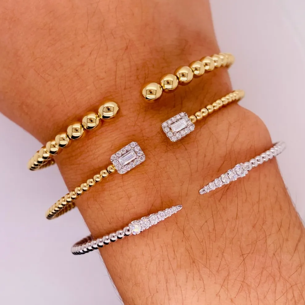 Tapered Beaded Flexible Cuff Bangle