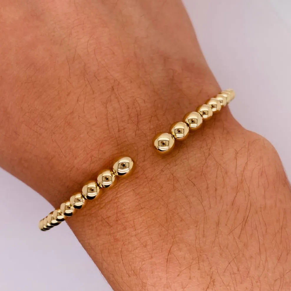 Tapered Beaded Flexible Cuff Bangle