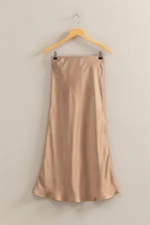 Taupe Satin Skirt
