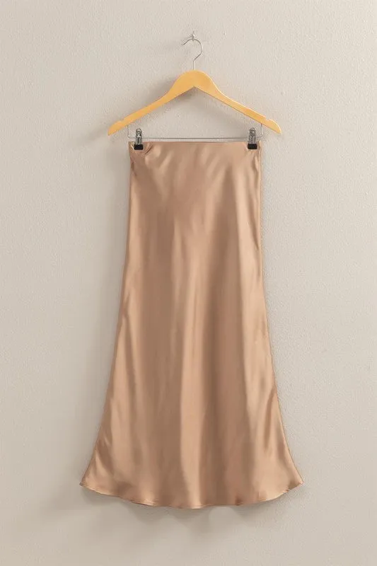 Taupe Satin Skirt