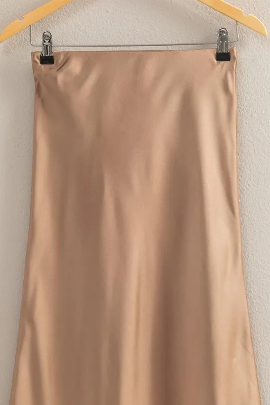 Taupe Satin Skirt