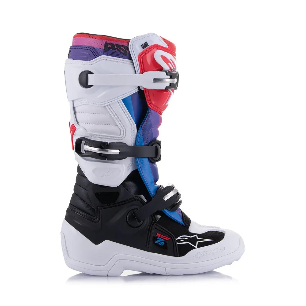 Tech-7S Youth MX Boots White/Black/Rainbow 3