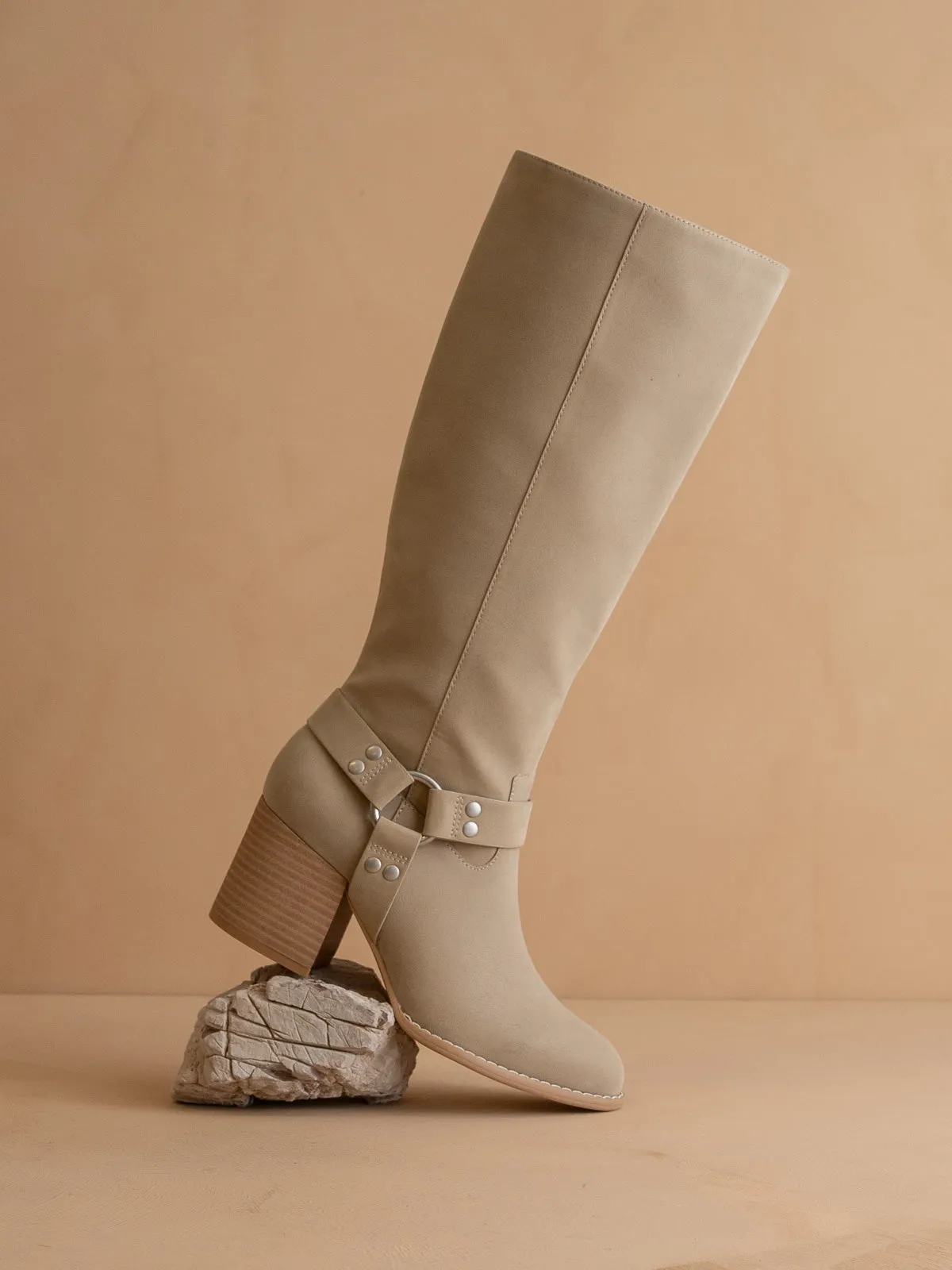 The Hollie | Taupe Knee High Bucket Boot