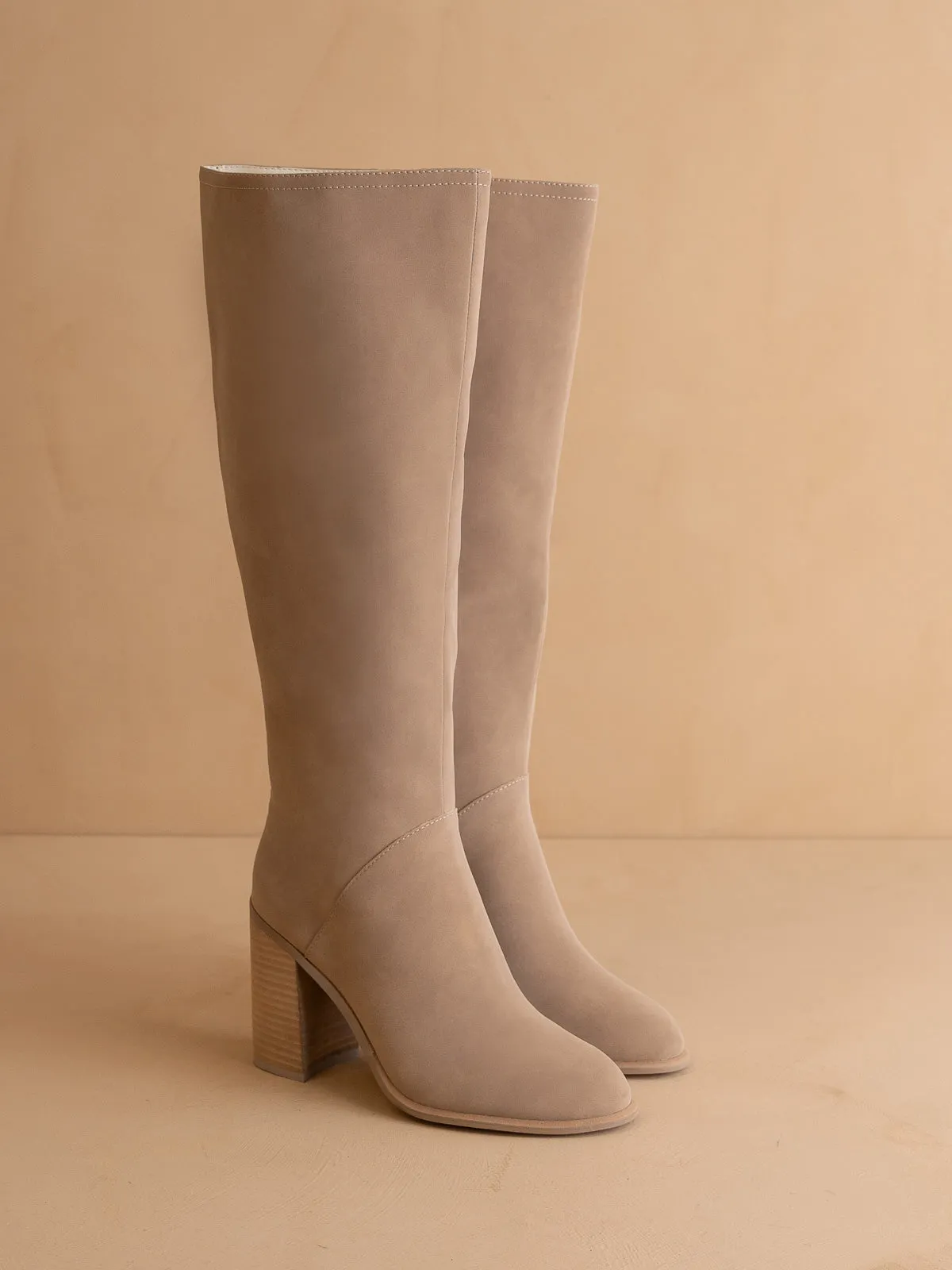 The Shiloh | Cedar Wood Knee High Block Heel Boot