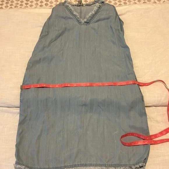 Tommy Bahama Chambray Ruffle Shift Dress Light Blue Storm Wash Beach Coastal XS