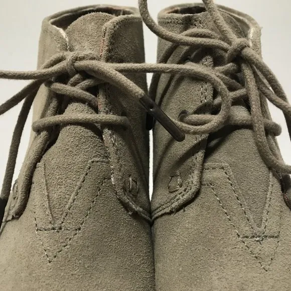 TOMS Desert Wedge Booties in Taupe Suede
