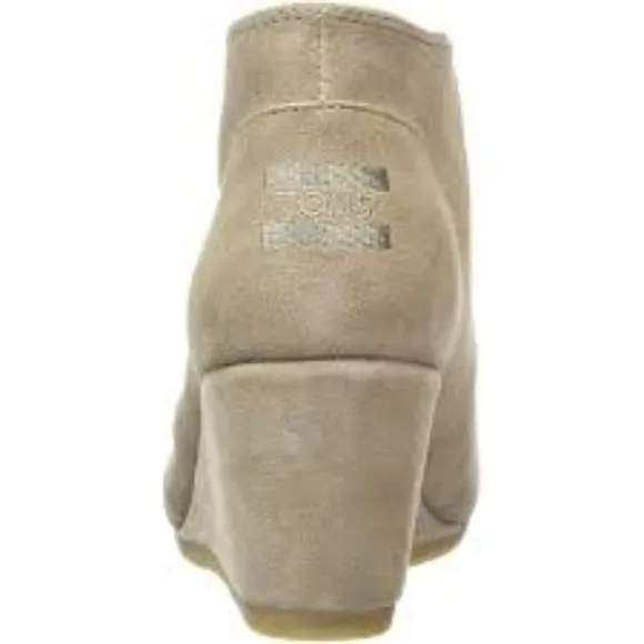 TOMS Desert Wedge Booties in Taupe Suede
