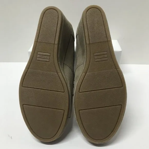 TOMS Desert Wedge Booties in Taupe Suede