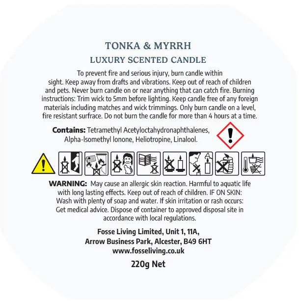 Tonka & Myrrh Scented Candle