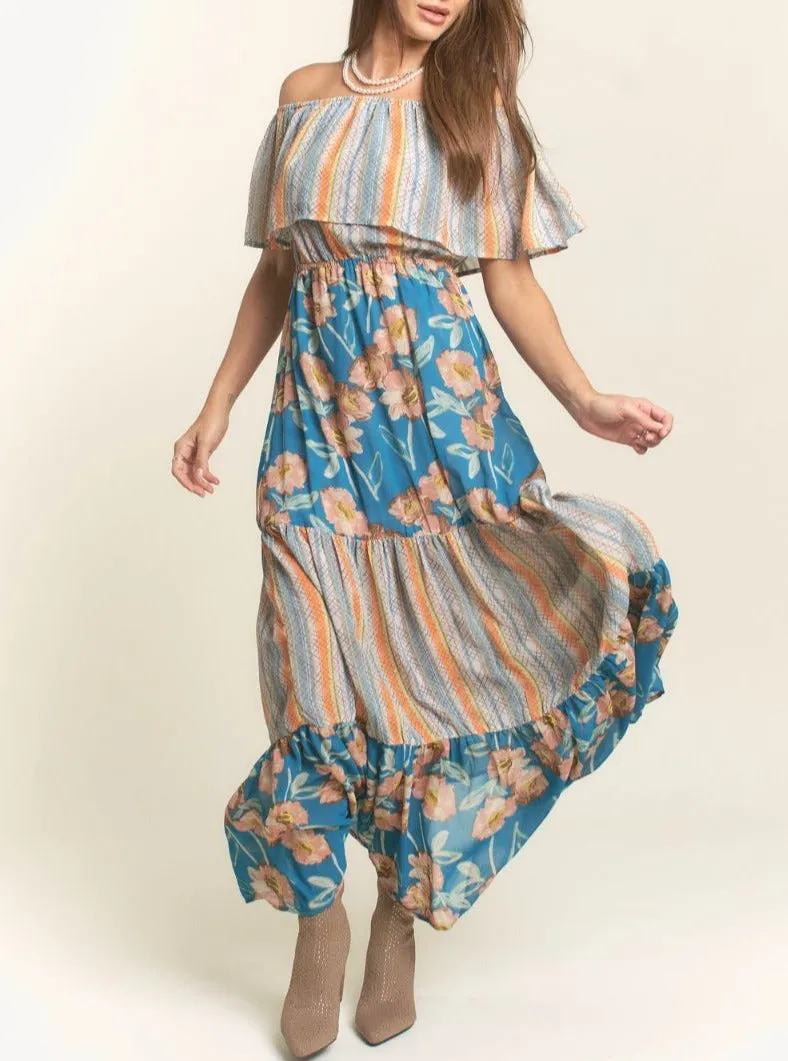 Turquoise Stone Tiered Dress