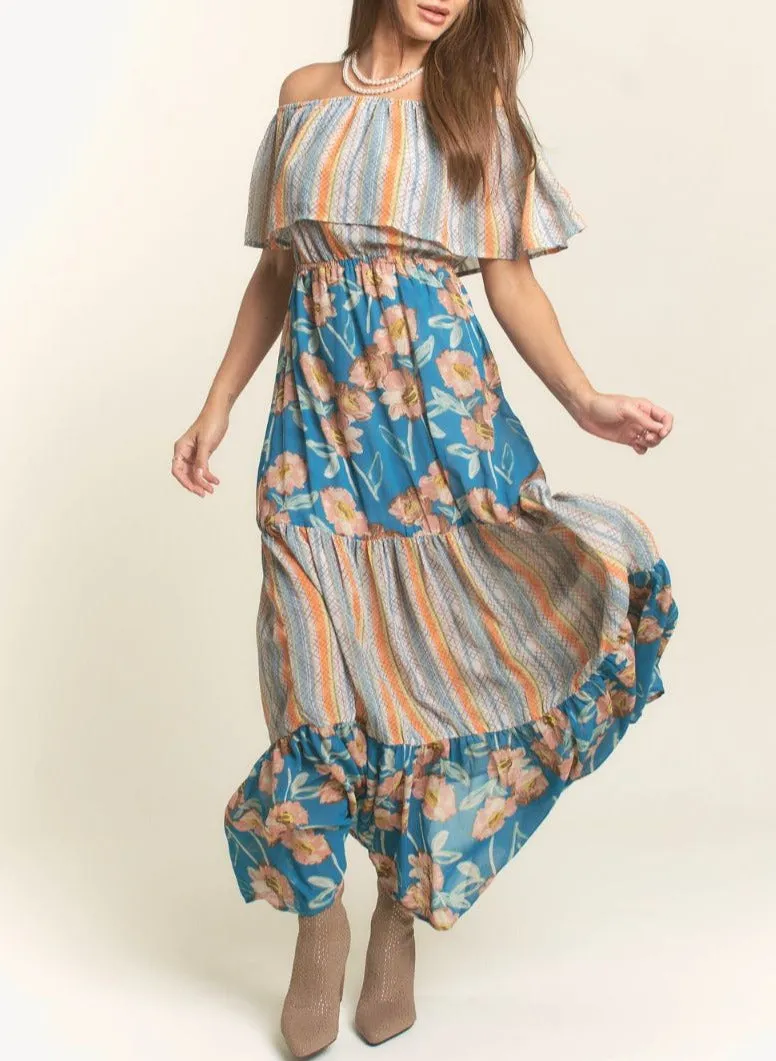 Turquoise Stone Tiered Dress