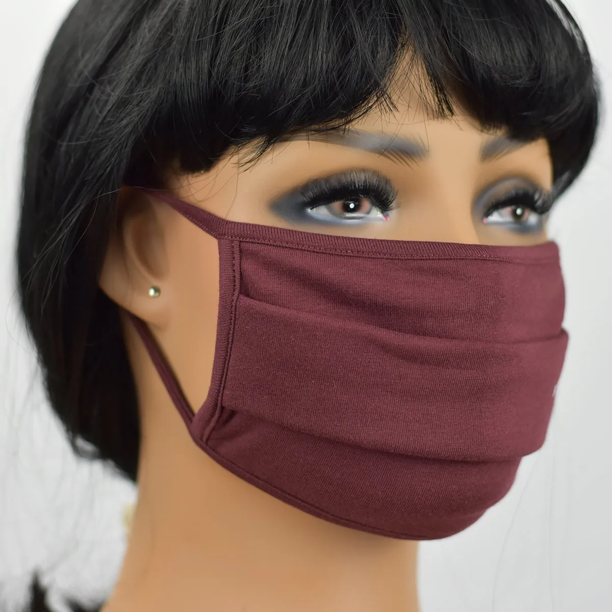 Unisex Face Mask, Washable & Reusable Facemask, Double Layered Cloth Face Covering, 100% Organic Cotton Mask - Burgundy