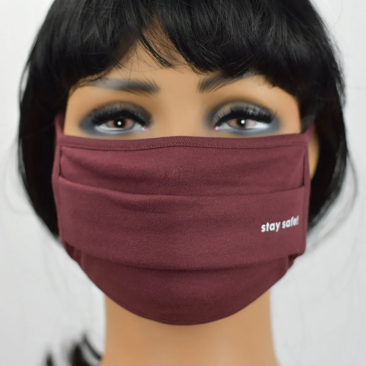 Unisex Face Mask, Washable & Reusable Facemask, Double Layered Cloth Face Covering, 100% Organic Cotton Mask - Burgundy