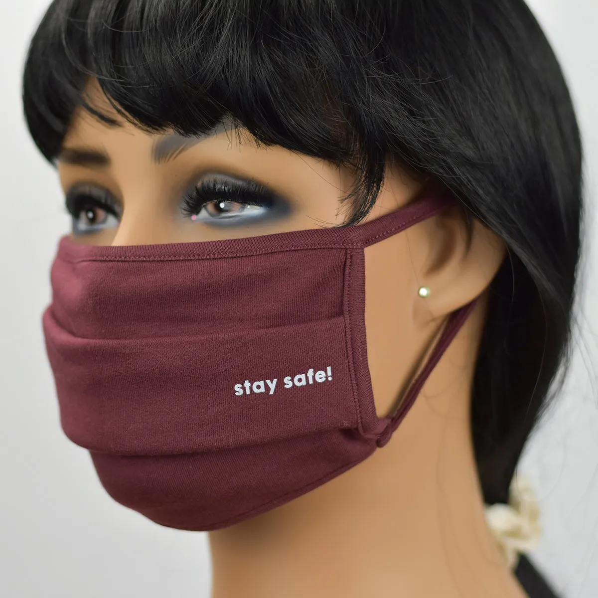 Unisex Face Mask, Washable & Reusable Facemask, Double Layered Cloth Face Covering, 100% Organic Cotton Mask - Burgundy