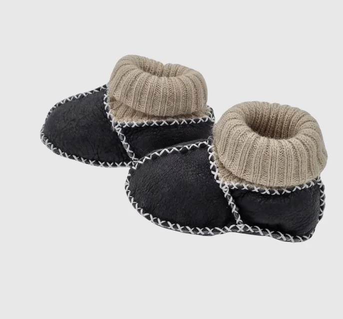 Upcycled Leather  Booties Black