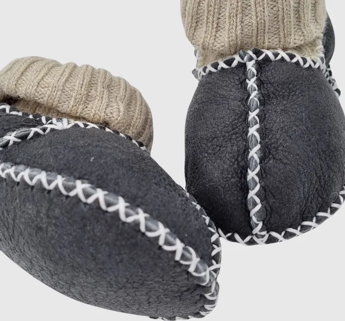 Upcycled Leather  Booties Black
