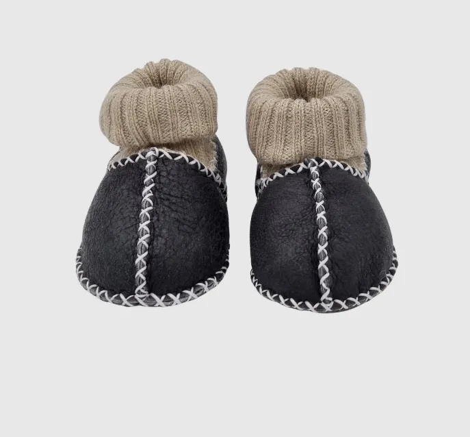 Upcycled Leather  Booties Black